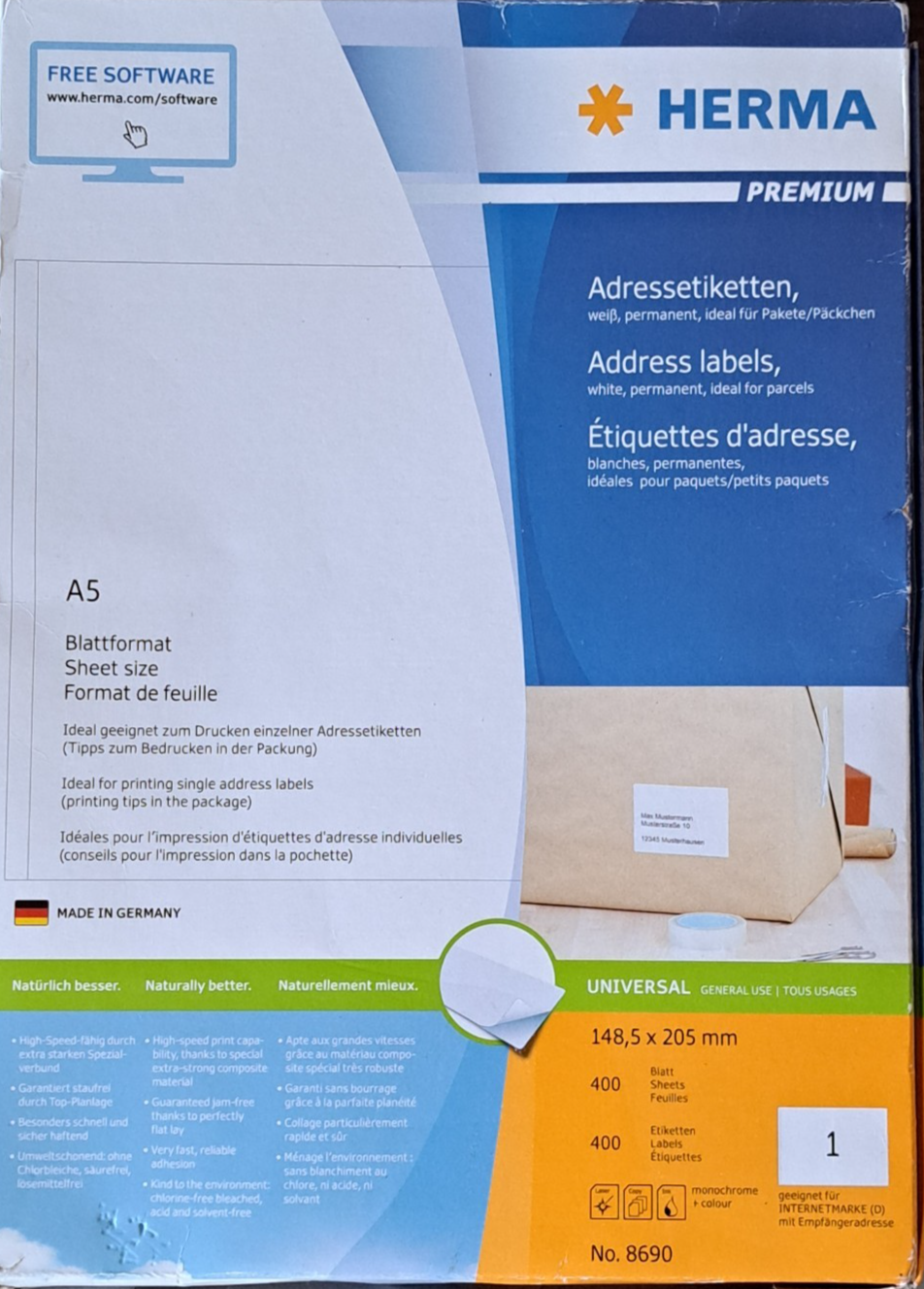 Herma Premium Adressetiketten, Universal 400 Blatt, 148,5x205 mm